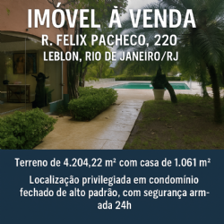 Descrição do imóvel: imóvel situado na rua félix pacheco, nº 220, jardim pernambuco, leblon. terreno de 4.204,22 m² de área, onde foi construída uma c